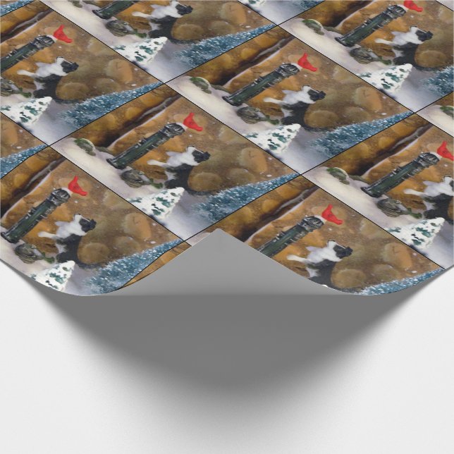 Christmas Puppy and Cardinal -  Village Wrapping Wrapping Paper (Corner)