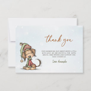 Christmas Puppy Baby Shower, Winter Holiday Dogs Thank You Card