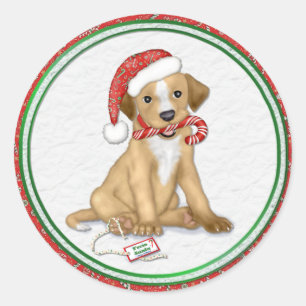 Christmas Puppy Classic Round Sticker