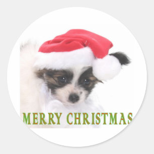 CHRISTMAS PUPPY CLASSIC ROUND STICKER