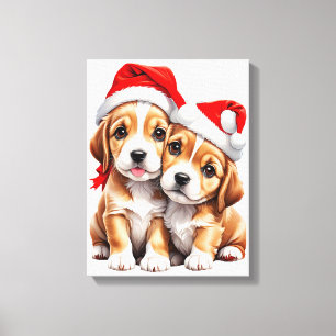 Christmas Puppy Dogs Canvas Print