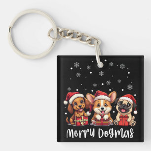 Christmas Puppy Dogs Merry Dogmas Keychain