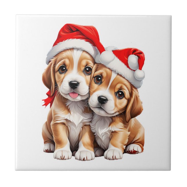 Christmas Puppy Dogs Tile (Front)