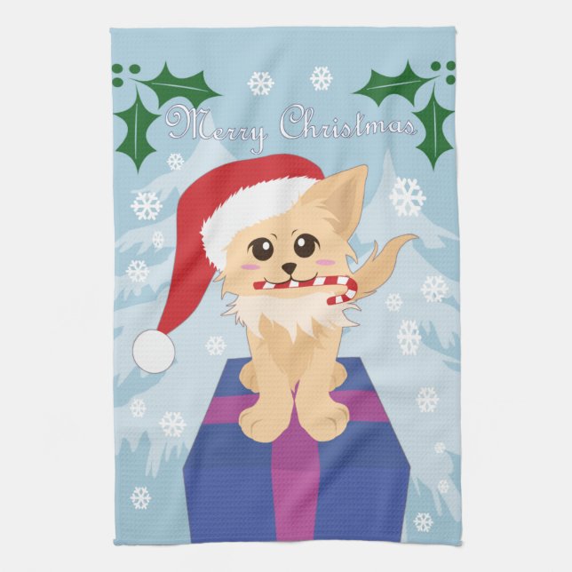 Christmas Puppy Kitchen Towel (Vertical)