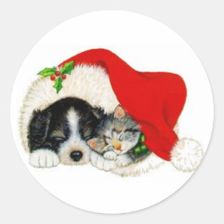Christmas Puppy & Kitten Sticker