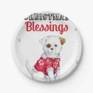 Christmas Puppy Paper Plate