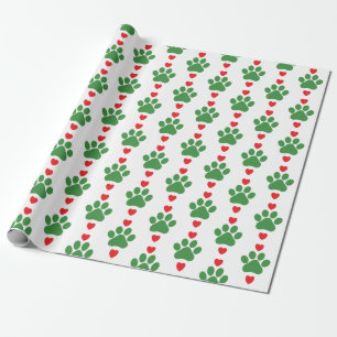 Christmas Puppy Paw Pattern Wrapping Paper