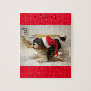 Christmas puppy personalized name puzzle. jigsaw puzzle