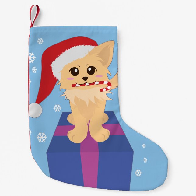 Christmas Puppy Small Christmas Stocking (Front)