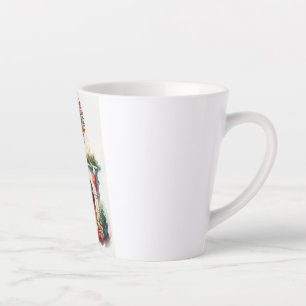 CHRISTMAS PUPPY STAYING WARM BY THE FIREPLACE LATTE MUG