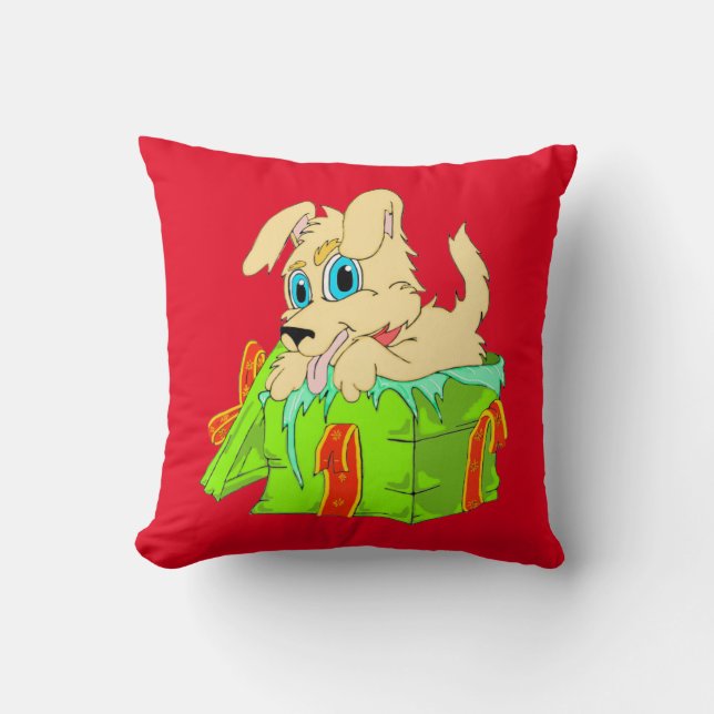 Christmas Puppy Throw Pillow (Front)