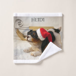 CHRISTMAS PUPPY VISAGE CLOTH AVEC NOM PERSONNALISÉ