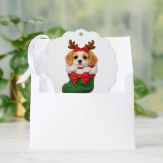 Christmas Puppy Winter Knit Ornament Card
