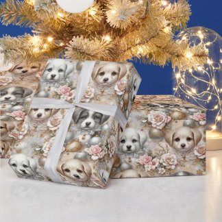 Christmas Puppy Wrapping Paper - Adorable Dog Face