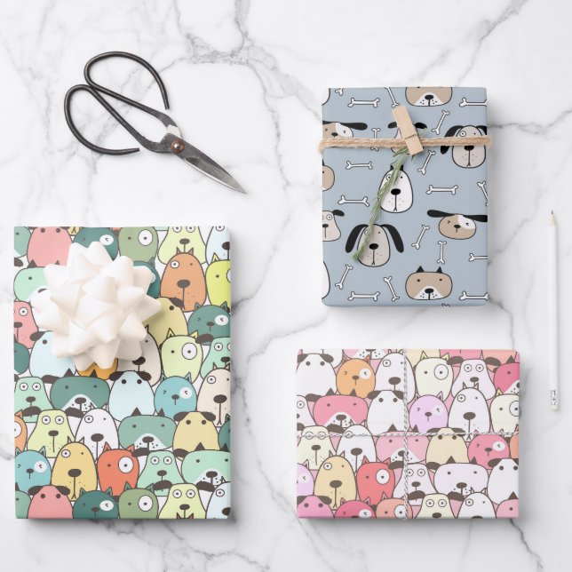 Christmas Pups Dogs Wrapping Paper Sheet (Front)