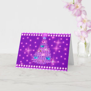 Christmas Purple Crown Tree Greeting Card