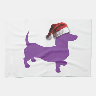 Christmas Purple Dachshund Kitchen Towel