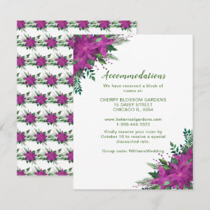 Christmas Purple Poinsettia Wedding Accommodations Enclosure Card