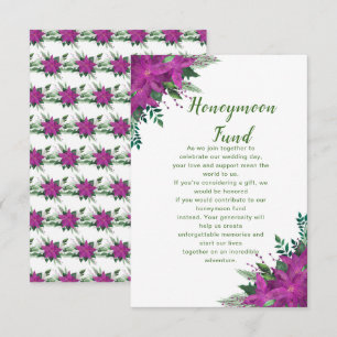 Christmas Purple Poinsettia Wedding Honeymoon Fund Enclosure Card