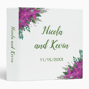 Christmas Purple Poinsettia Wedding Photo Album Binder