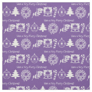 Christmas Purple/White Holiday Iconic Pattern Fabric