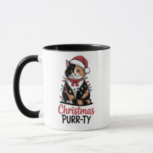 Christmas Purr-ty Cat Wrapped in Christmas Xmas Mug