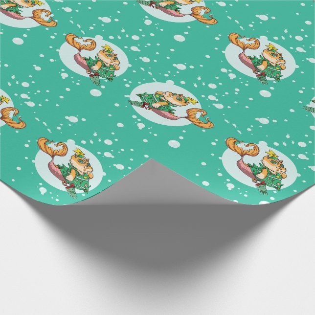 Christmas Purrmaids Wrapping Paper (Corner)
