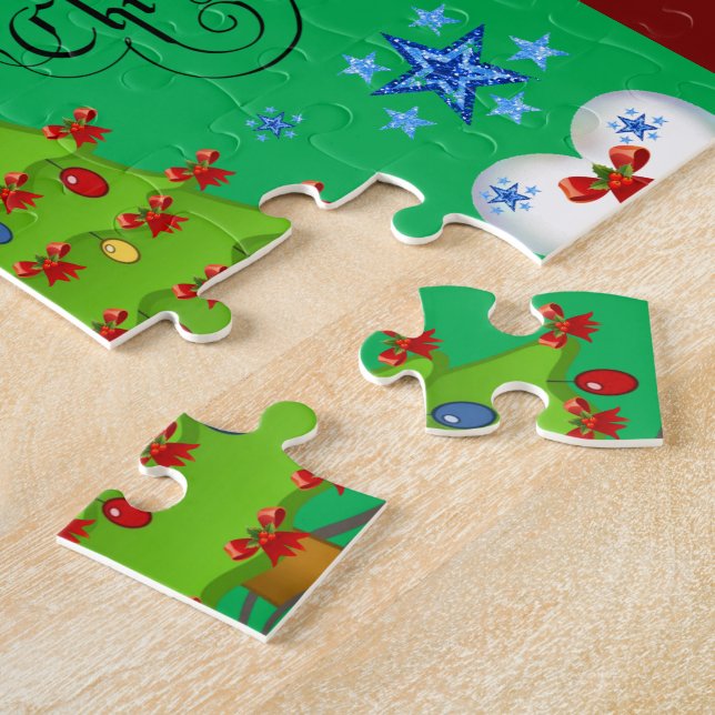 Christmas puzzle gift box for children dark green (Side)