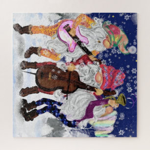 Christmas Puzzle Gift Happy Gnomes Music Band Fun