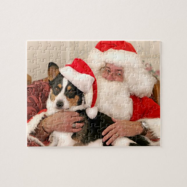 Christmas Puzzle--Santa and His Welsh Corgi Jigsaw Puzzle (Horizontal)