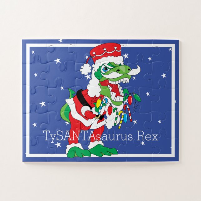 Christmas Puzzle TySANTAsaurus Rex 30 Large PIeces (Horizontal)