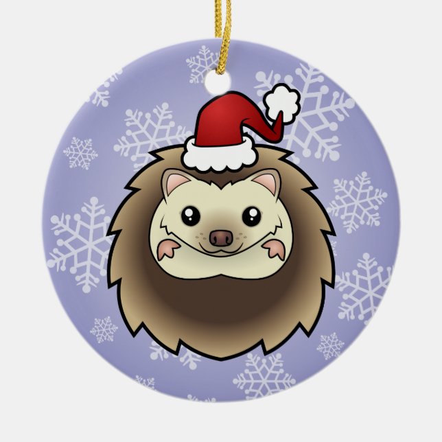Christmas Pygmy Hedgehog Ceramic Ornament (Front)