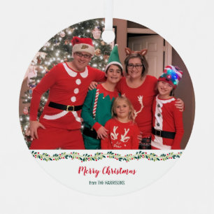 Christmas Pyjamas Challenge Family Photo Metal Ornament