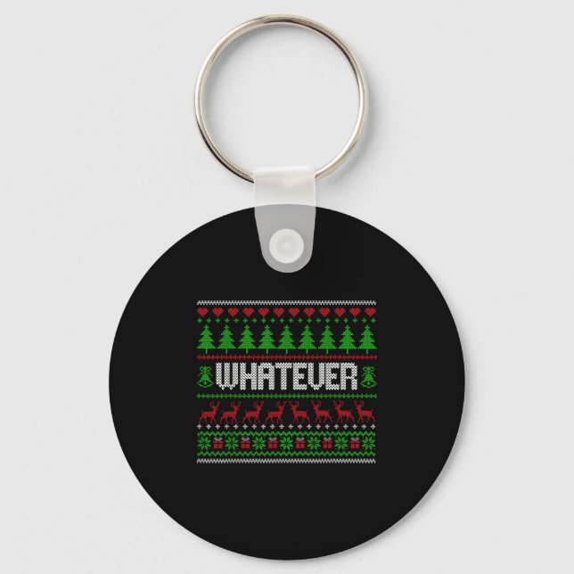 Christmas Pyjamas Family Matching - Whatever  Keychain (Front)