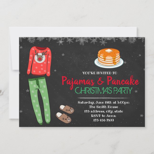 Christmas pyjamas party invitation (Front)