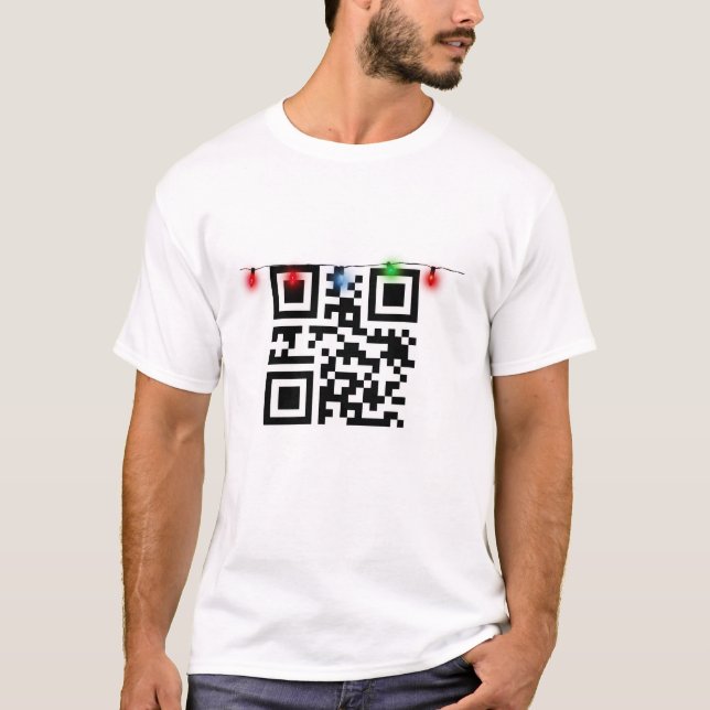 Christmas QR Code With Lights T-Shirt (Front)