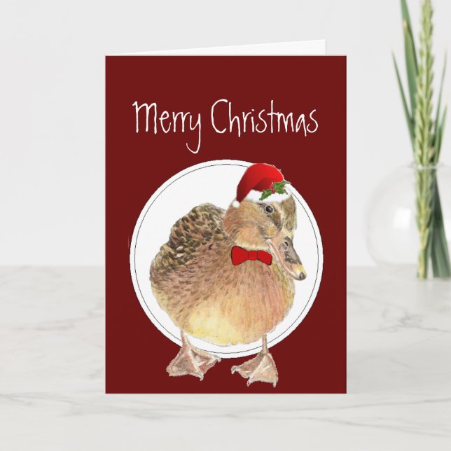 Christmas Quacker, Funny Duck Humour Holiday Card (Front)