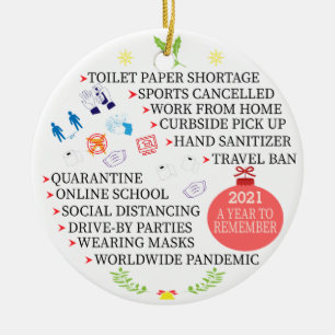 Christmas Quarantine, 2021 a Year to Remember Ceramic Ornament