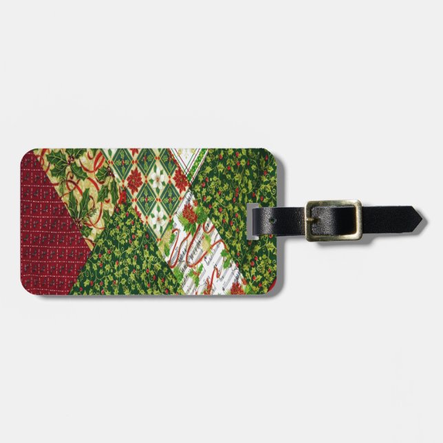 Christmas Quilt Background Luggage Tag (Front Horizontal)