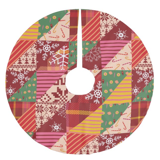Christmas Quilt Brushed Polyester Tree Skirt (Front)