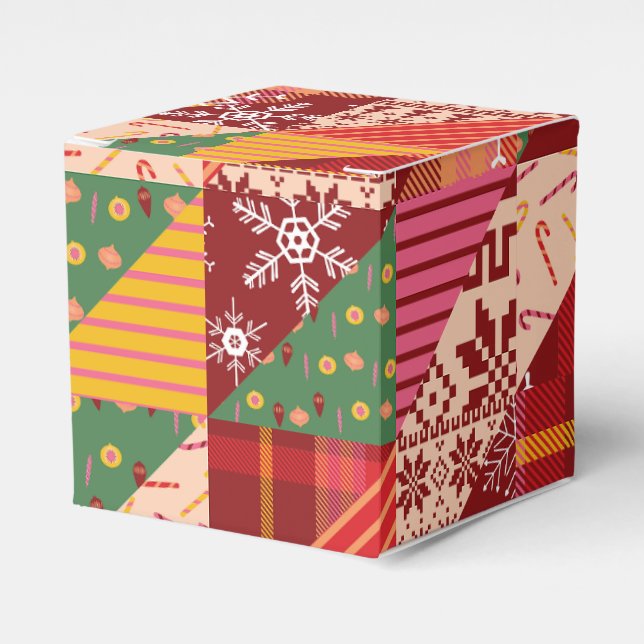 Christmas Quilt Favor Box (Front Side)