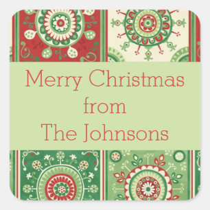 Christmas Quilt Handmade Red Green Gift Tag
