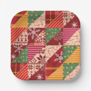 Christmas Quilt Paper Plate