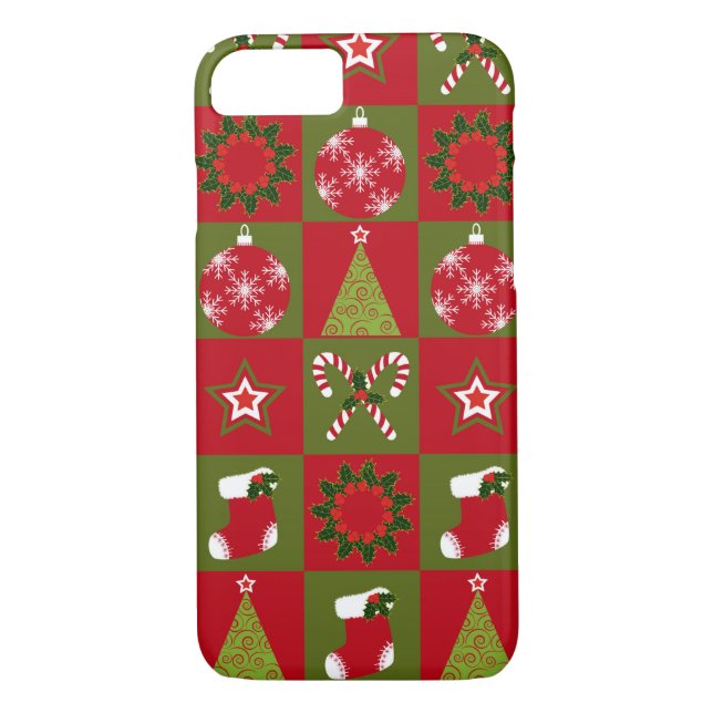 Christmas quilt pattern iPhone 7 case (Back)