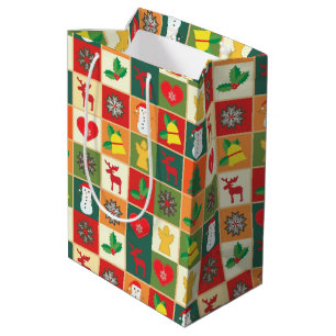 Christmas Quilt Pattern Medium Gift Bag