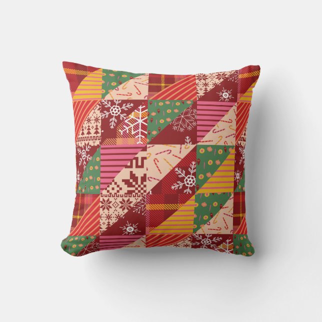 Christmas Quilt Throw Pillow (Front)