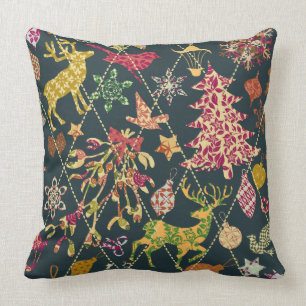 Christmas Quilt Throw Pillow