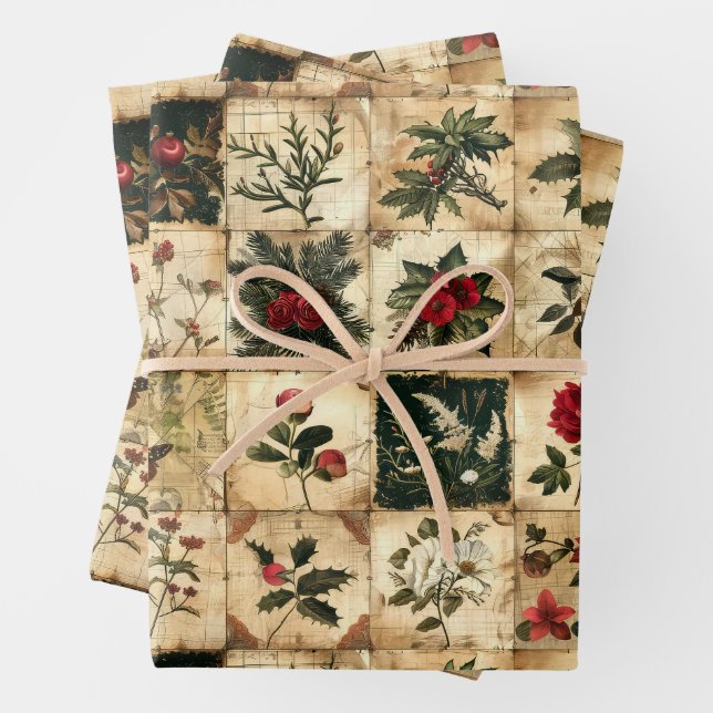 Christmas Quilt Wrapping Paper Sheet (In situ)