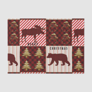 Christmas Quilting Buffalo Plaid Reindeer Bear Tissue Paper