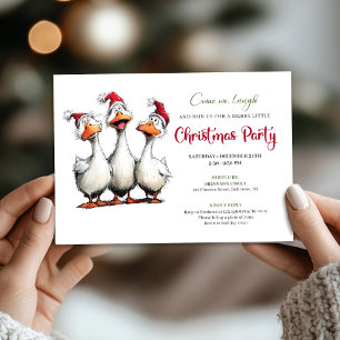 Christmas Quirky Geese Playful Humor Party Invite